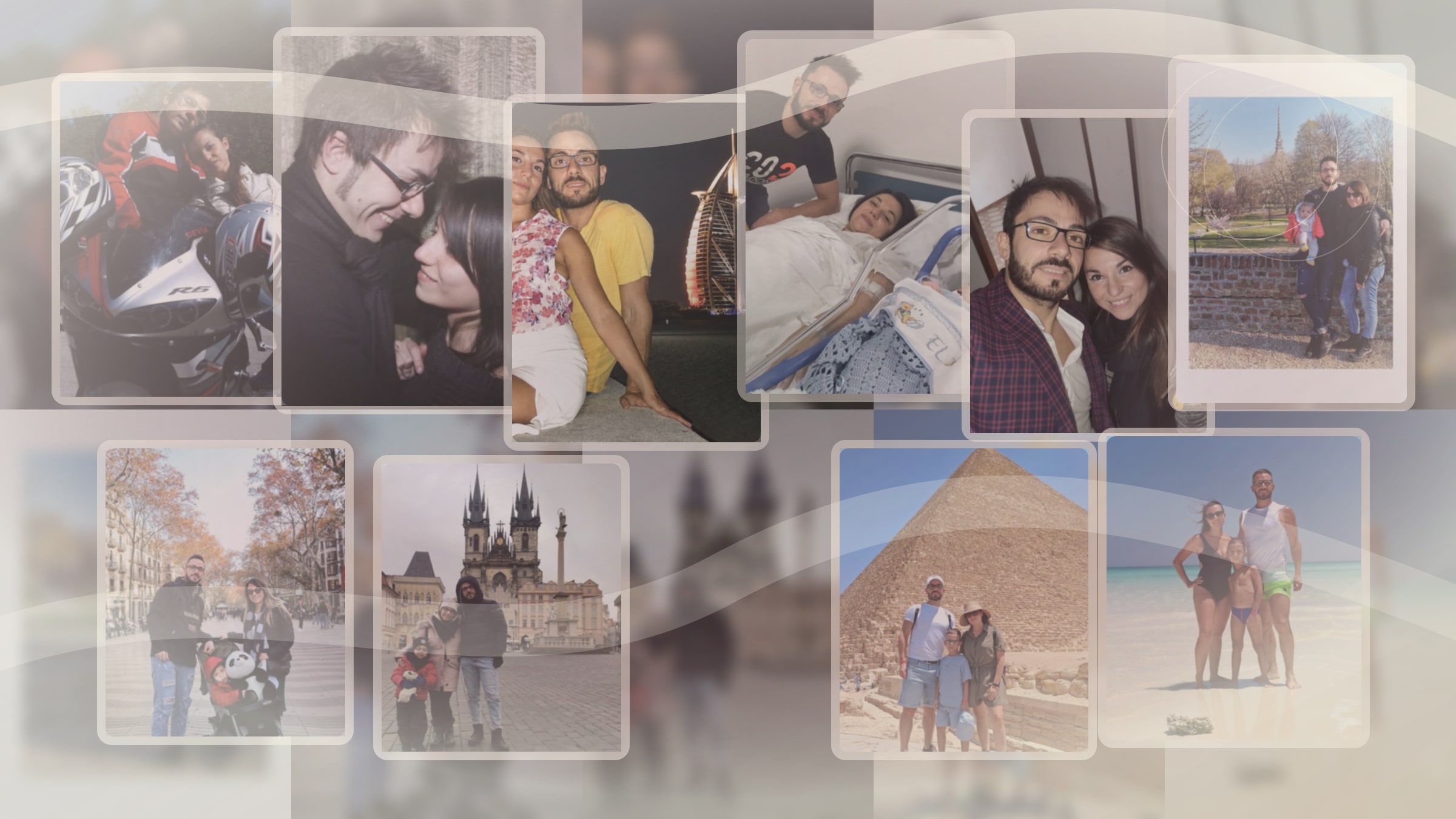 Collage elegante dei ricordi di Alessio e Valeria
